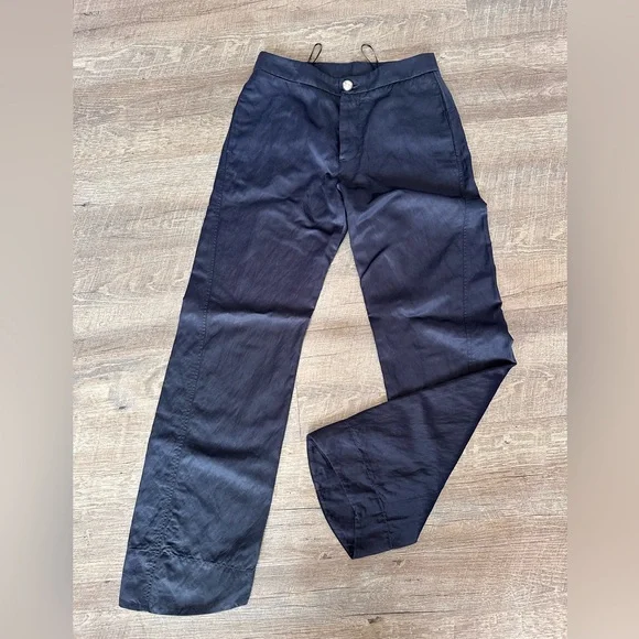 Jil Sander Casual Satin Trouser Pants in Midnight Blue - Size Small - US 4/6